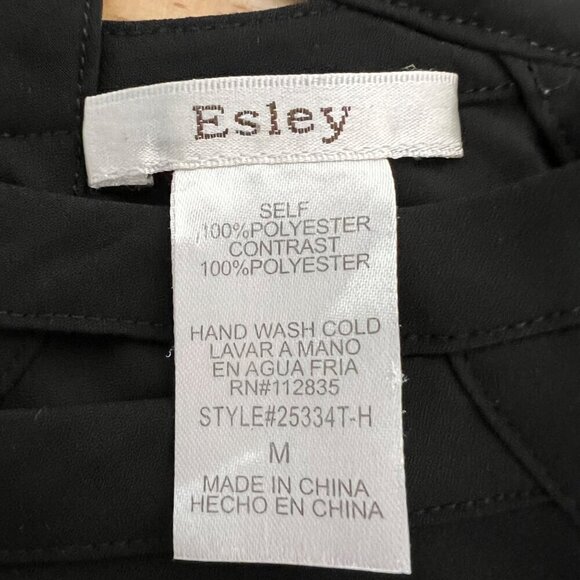 Esley Semi Sheer Caged Neck Line Short Sleeve Blouse Black Womens Size Medium - Picture 8 of 8